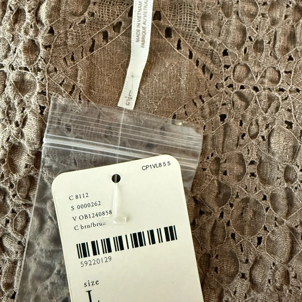 Free People Textured Earthy Neutral Knit Boho Chic Top Size L - Picture 4 of 5